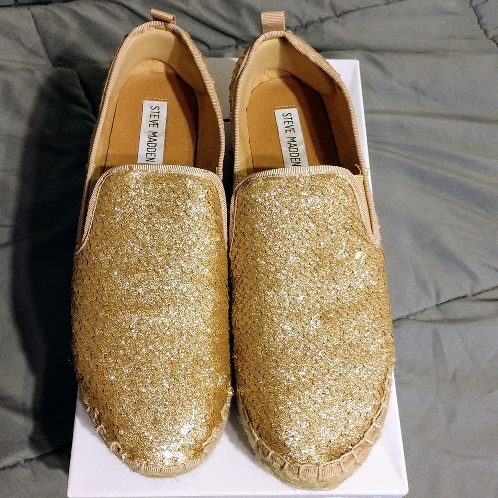 $⬇️ 🦋 Steve Madden Champagne Espadrilles Sz 7 🦋 - Picture 5 of 8